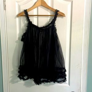 Sheer lace ruffled chemise -EUC
